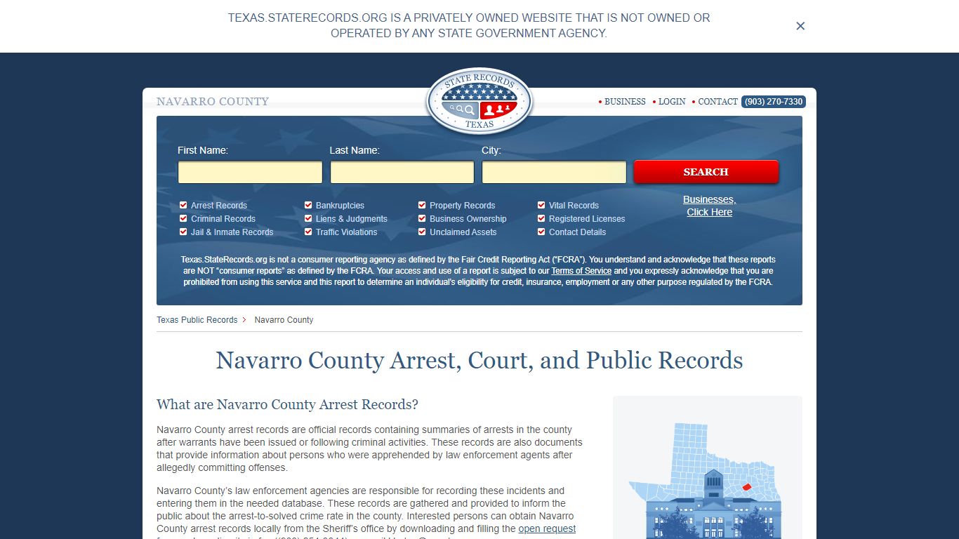 Navarro County Arrest, Court, and Public Records