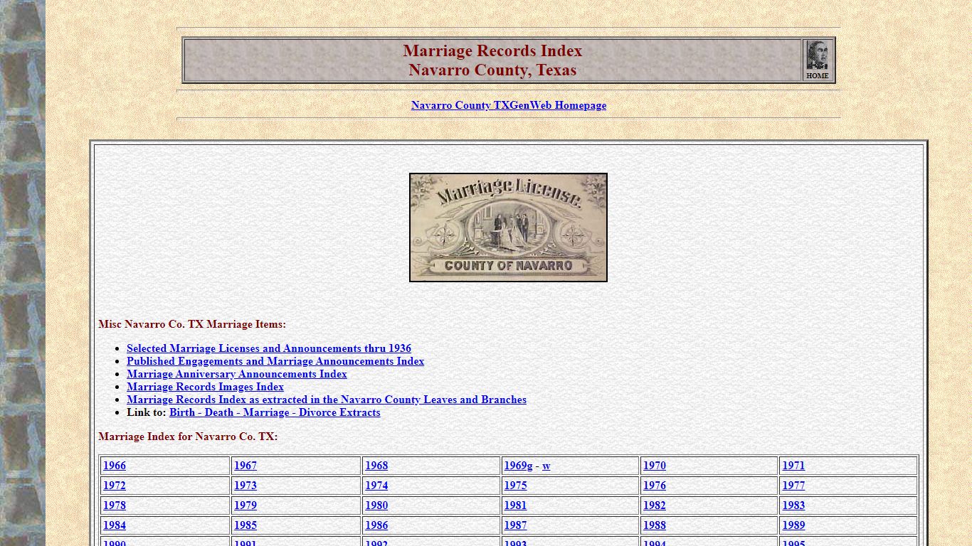 Marriage Records Index - Navarro County